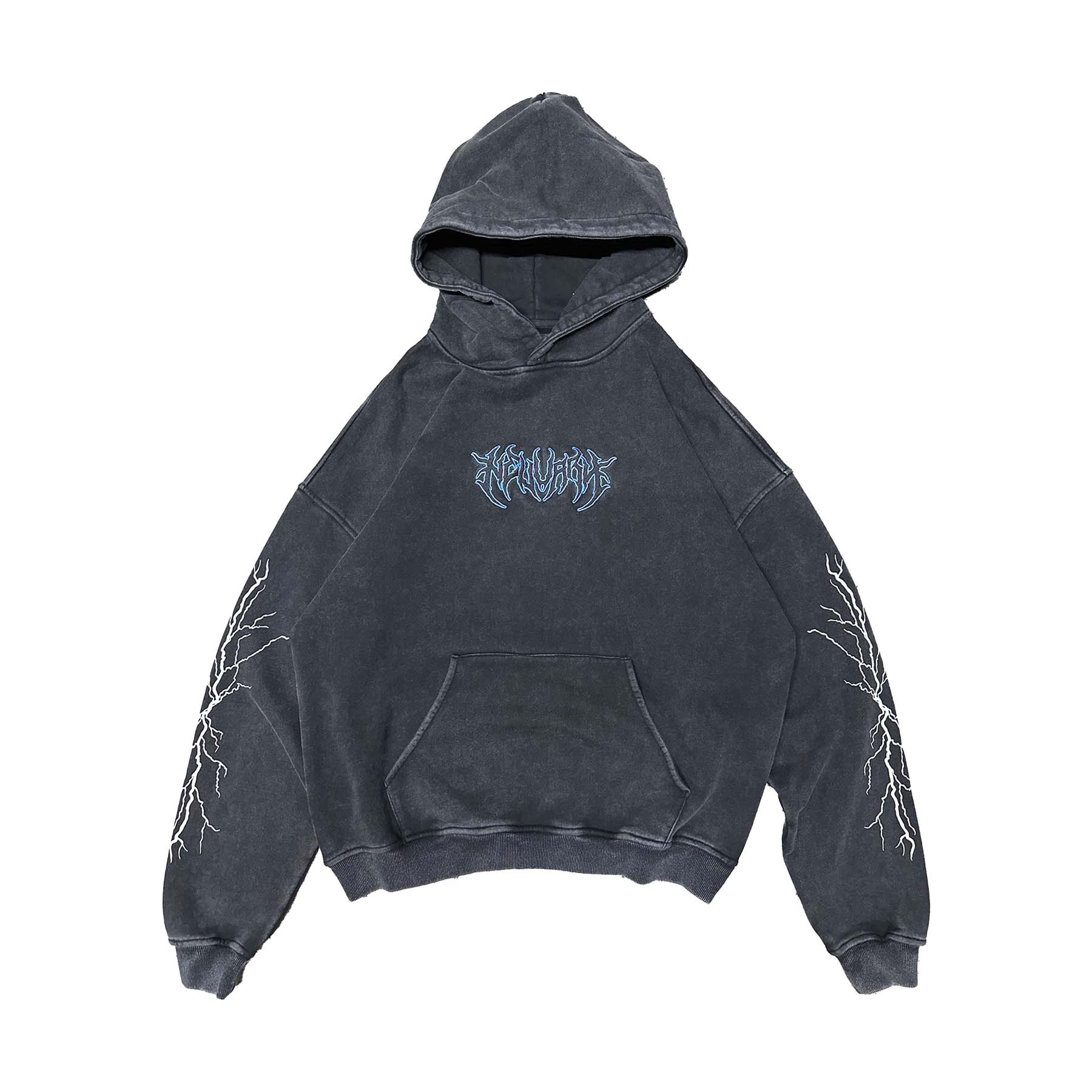 METAL HOODIE WASHED BLACK NEVUARYSTORE